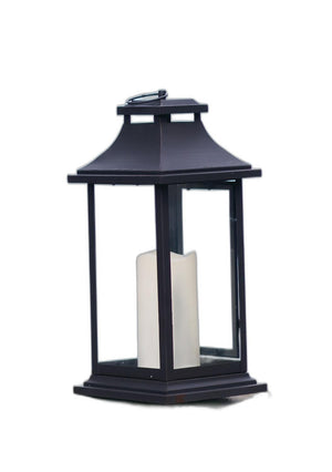 Homeroots Set Of Two Black Led Floor Lantern Candle Holder   516437
