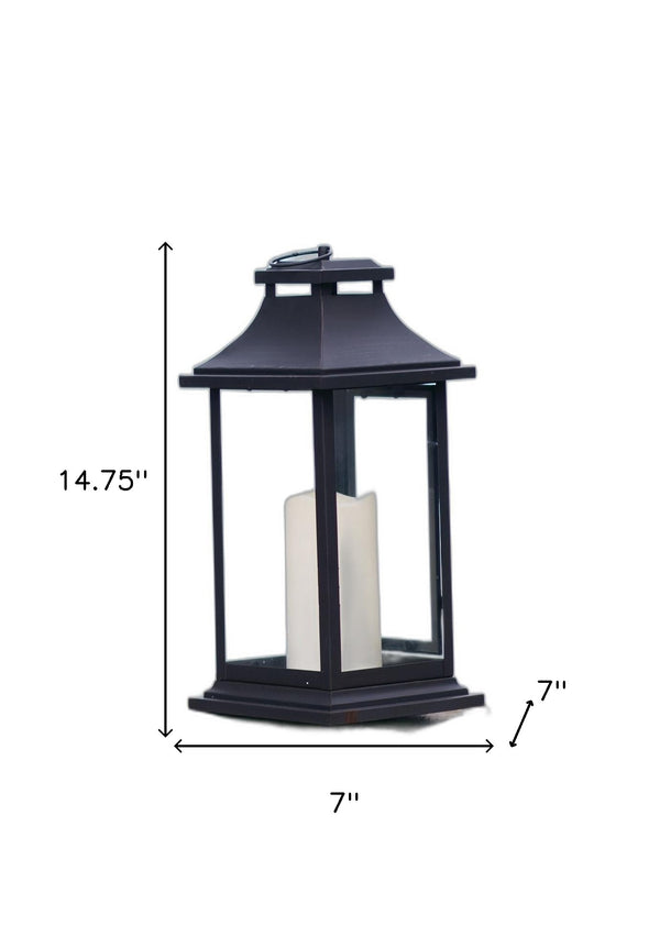 Homeroots Set Of Two Black Led Floor Lantern Candle Holder   516437