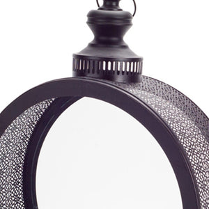 HomeRoots 22" Black Distressed Ornate Metal Floor Lantern Candle Holder – Elegant Accent for Weddings & Decor 516450
