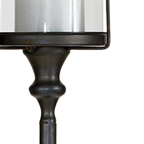 Homeroots 43" Gray Flameless Floor Hurricane Candle Holder   516460