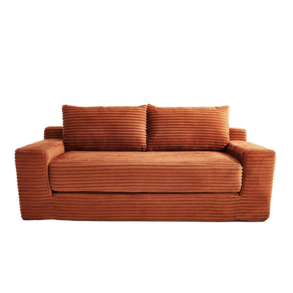 English Elm Loveseat Convertible Corduroy Sofa Bed with Memory Foam Steel Frame for Small Spaces Orange W2959P425085