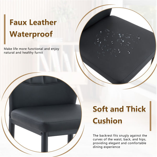 English Elm Set of 3 Ergonomic Pu Leather Dining Chairs with Metal Frame and Foam Cushion W1151P442911