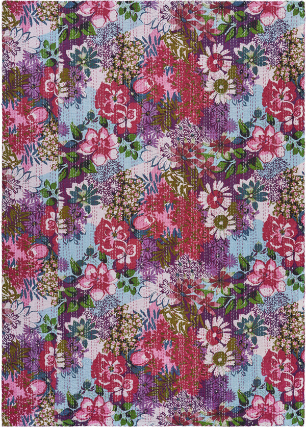 Homeroots Red Knitted Cotton Floral Throw  Cotton 516516