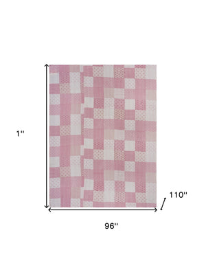 Homeroots Pink Knitted Cotton Geometric Throw Pink Cotton 516520