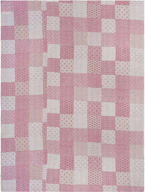 Homeroots Pink Knitted Cotton Geometric Throw Pink Cotton 516521