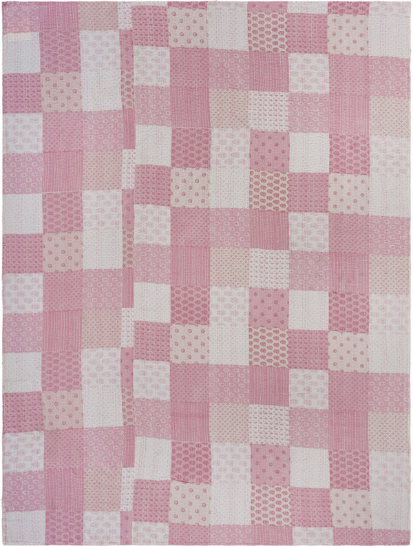 Homeroots Pink Knitted Cotton Geometric Throw Pink Cotton 516521