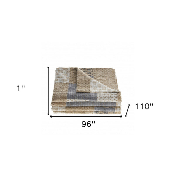 Homeroots Cream Knitted Cotton Geometric Throw Cream Cotton 516524