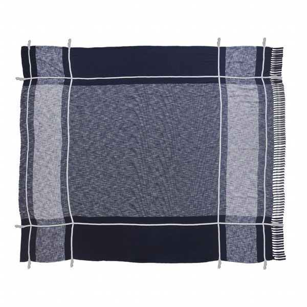 Homeroots Blue Woven Cotton Geometric Throw  Cotton 516526