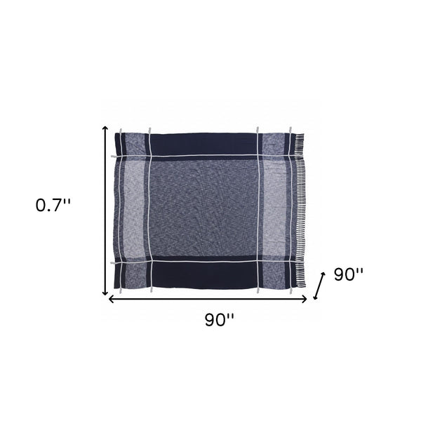 Homeroots Blue Woven Cotton Geometric Throw  Cotton 516526