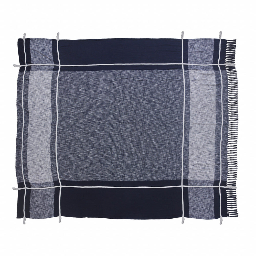 Homeroots Blue Woven Cotton Geometric Throw  Cotton 516527