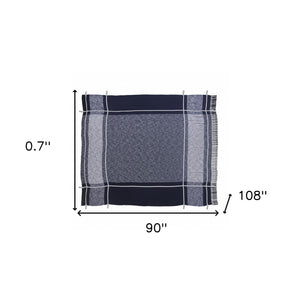 Homeroots Blue Woven Cotton Geometric Throw  Cotton 516527