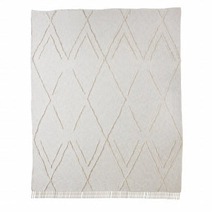 Homeroots Ivory Geometric Queen Cotton Coverlet With Fringe  Cotton 516530