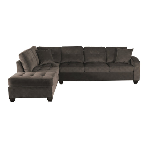 English Elm 2-piece Tufted Microfiber Sectional Reversible Chaise Pocket Coil Modern Living Room Chocolate B011S01323
