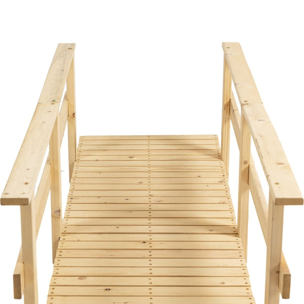 English Elm Outsunny 7' Handcrafted Wooden Garden Bridge With Safety Rails - Perfect For Ponds And Streams W2225P174534-GIGA