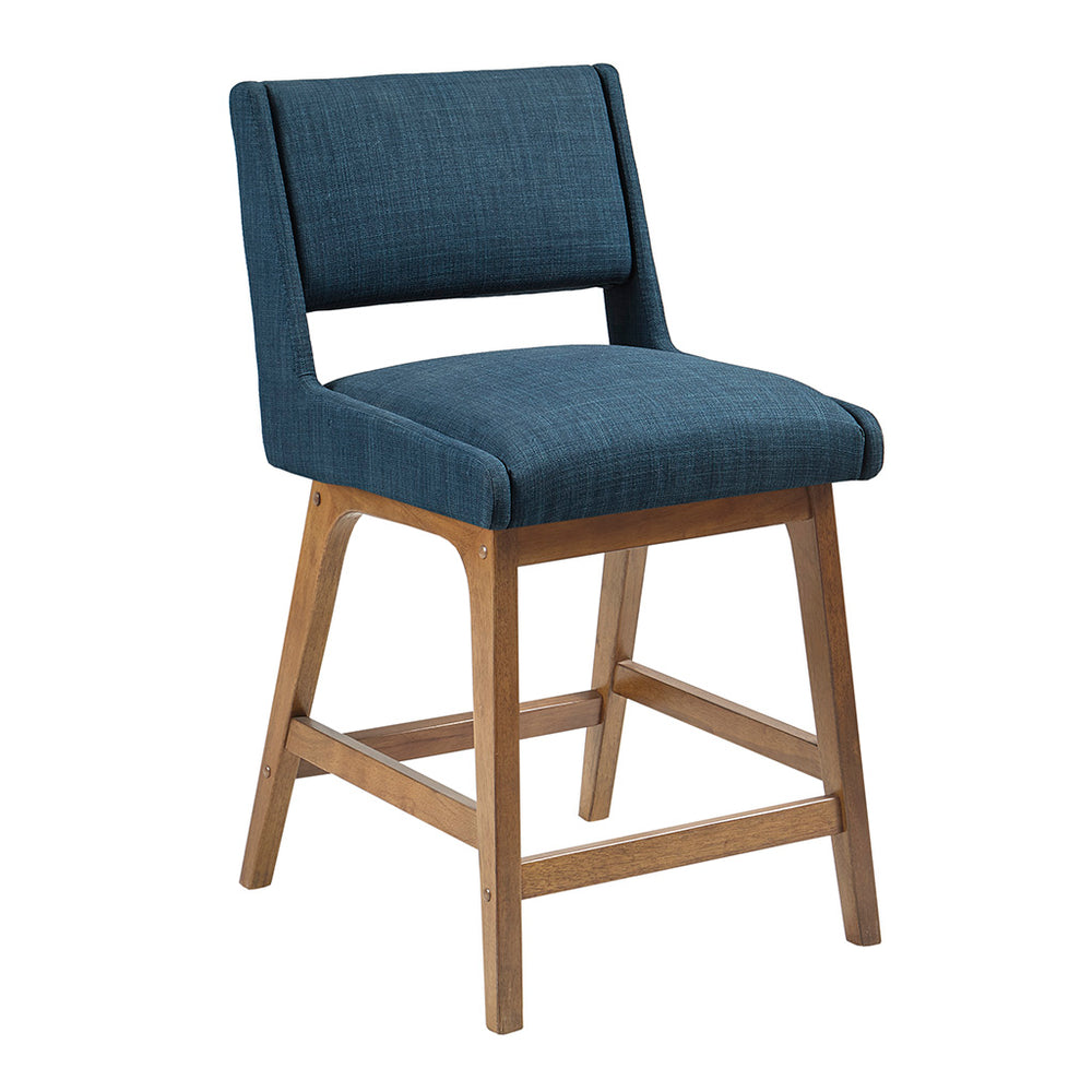 JLA Home INK+IVY - Counter Stylish upholstered counter stool with pecan wood legs, boomerang silhouette, durable comfort II104-0480