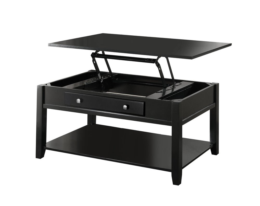 English Elm Malachi Black Lift-Top Coffee Table with Hidden Storage, Open Shelf & Faux Drawer Accent, Durable Finish B2726P263090