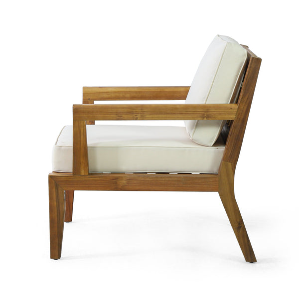 English Elm Christopher Knight Home® - Set of 2 Acacia Wood Patio Club Chairs with Water-Resistant Beige Cushions, Durable Teak Finish Seating 70787.00BGE-2