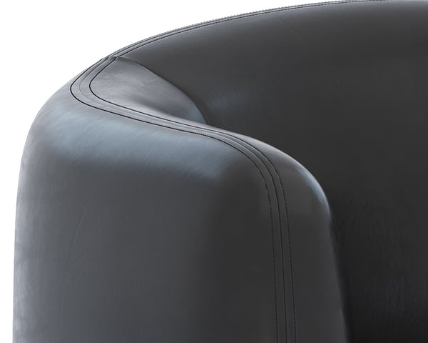 Sunpan Trine Lounge Chair - Luxurious Comfort with Unique Shape and Handcrafted Wood Base for Any Home Style Dark Brown / Vintage Black Night Leather