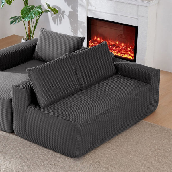 English Elm Cloud Oversized Corduroy Chaise Sectional with Deep Seat for Cozy Living Spaces W3975P391634