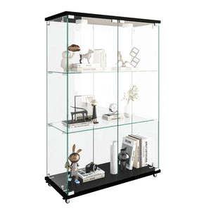 English Elm Modern Glass Display Cabinet With Led Lights - Quick Assembly, 2-Door, 3-Shelf, Ideal For Collectibles W241P242926