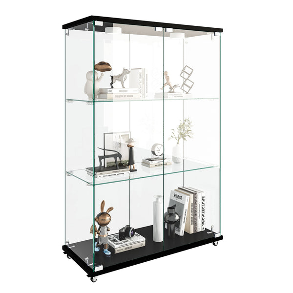 English Elm Modern Glass Display Cabinet With Led Lights - Quick Assembly, 2-Door, 3-Shelf, Ideal For Collectibles W241P242926