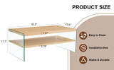 English Elm Double Layered Rectangular Coffee Table.The Board Is Made Of Mdf With Wooden Stickers, With Transparent Tempered Glass On Both Side.Suitable For Various Occasions Such As Living Rooms and Bedrooms.