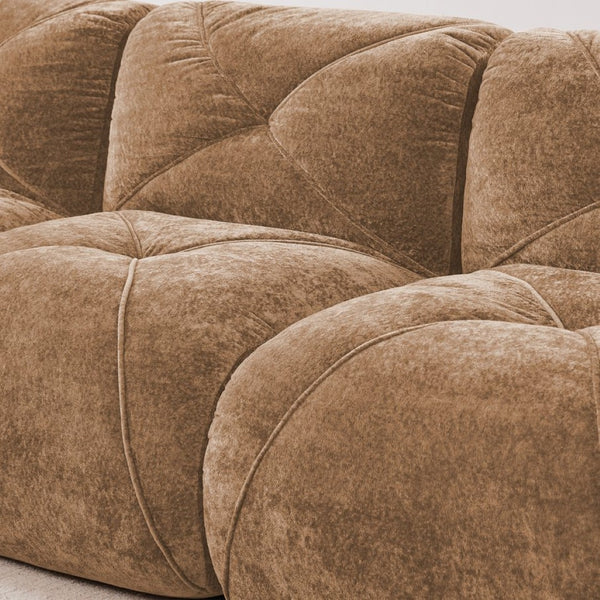 English Elm L-shaped Modular Velvet Sectional Tufted Cloud Sofa with Ottoman for Living Room Camel W714S01601
