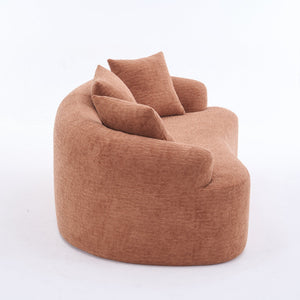 English Elm LY-025S Curved Loveseat Sofa Compact 65" chenille upholstery, 30D foam with spring core, 300lb capacity, 3 pillows, apartment-friendly Coral W2231P292947