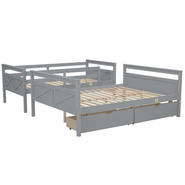 English Elm Twin Twin-over-Full Bunk Bed with Attached Ladder, Built-In Underbed Storage Drawers & Guardrail Safety Designed for Space-Saving Kids' Rooms Gray SM000119AAE-1