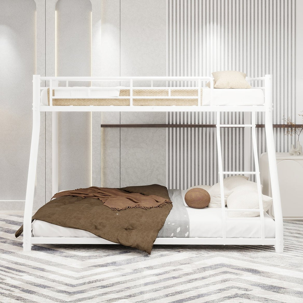 English Elm Metal Twin Over Full Bunk Bed With Removable Stairs, Heavy-Duty Frame & 12" Under-Bed Storage Space W1935P195937