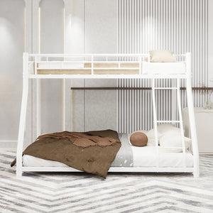 English Elm Metal Twin Over Full Bunk Bed With Removable Stairs, Heavy-Duty Frame & 12" Under-Bed Storage Space W1935P195937