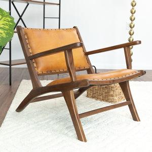 English Elm Daniel Genuine Leather Accent Chair Tapered Walnut Legs Mid-century Modern Lounge B183P231841