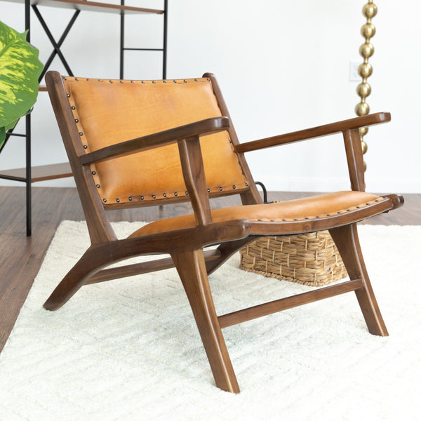 English Elm Daniel Genuine Leather Accent Chair Tapered Walnut Legs Mid-century Modern Lounge B183P231841