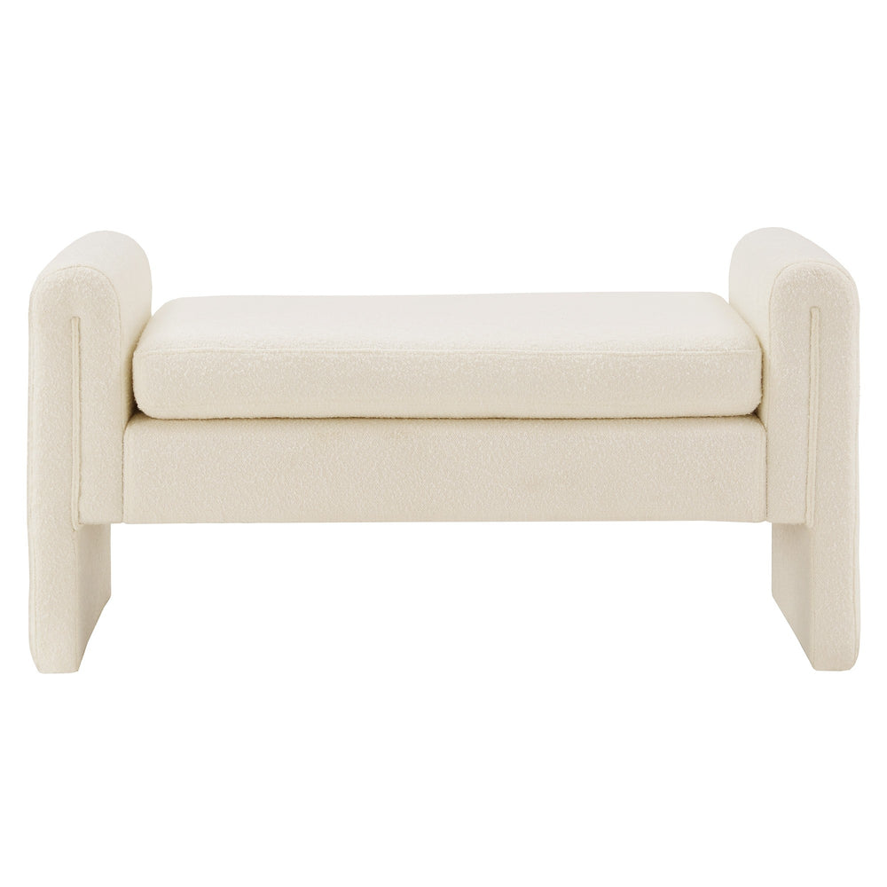Homelegance Modica Boucle Upholstered Bench Curved Arms Plush Foam Seat Modern Entryway Bedroom 48.8W x 17.3D x 24.2"H 516WHB-13L