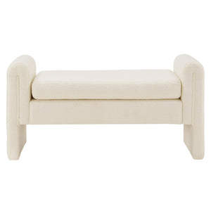 Homelegance Modica Boucle Upholstered Bench Curved Arms Plush Foam Seat Modern Entryway Bedroom 48.8W x 17.3D x 24.2"H 516WHB-13L