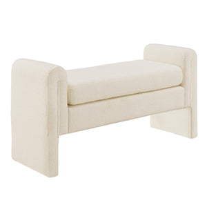 Modica Boucle Upholstered Bench Curved Arms Plush Foam Seat Modern Entryway Bedroom