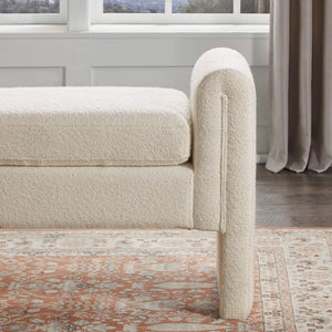 Modica Boucle Upholstered Bench Curved Arms Plush Foam Seat Modern Entryway Bedroom