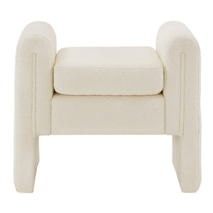 Modica Boucle Upholstered Bench Curved Arms Plush Foam Seat Modern Entryway Bedroom