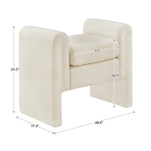 Modica Boucle Upholstered Bench Curved Arms Plush Foam Seat Modern Entryway Bedroom