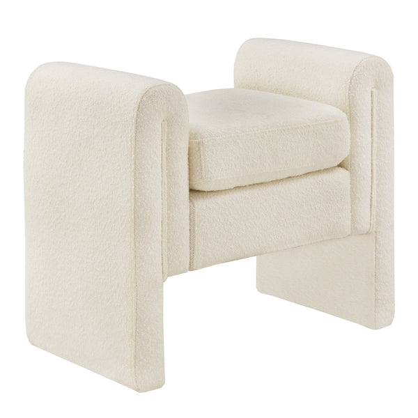 Modica Boucle Upholstered Bench Curved Arms Plush Foam Seat Modern Entryway Bedroom