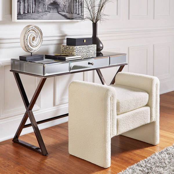 Modica Boucle Upholstered Bench Curved Arms Plush Foam Seat Modern Entryway Bedroom