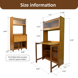 English Elm Multi Purpose Solid Bamboo Folding Desk Compact Writing Table for Home Office or Bedroom W2641P454912