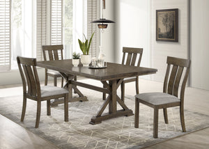 English Elm 5pc Dining Set with Luxurious Marble-Look Rectangular Table and Dark Base, Upholstered Comfort Chairs Brown 17.32 L x 54.53 W x 6.3 H B2741S00528