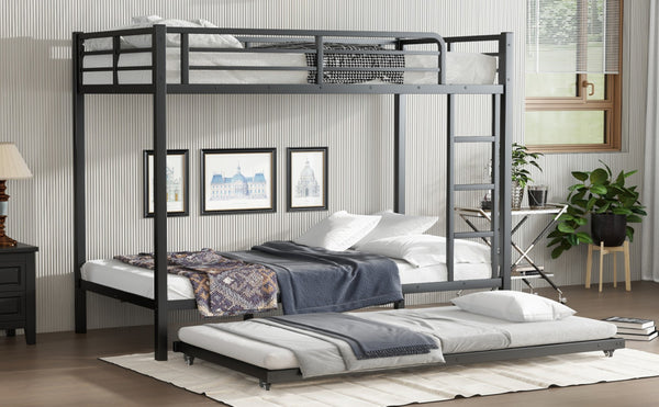 English Elm Twin Xl Metal Bunk Bed With Twin Trundle - Stylish Space-Saving Solution For Shared Rooms! W1580S00128-GIGA