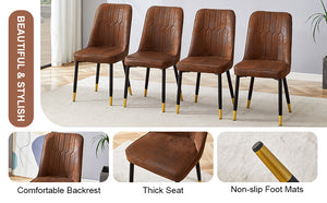 English Elm Brown Suede-like Velvet Dining Chairs Set of 8 with Black Metal Legs, Vertical Stripe, Gold Accent Finish W1151S03047