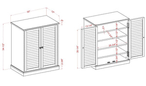 English Elm Modern Shoe Cabinet with Louver Doors and Adjustable Shelves — Compact 30"W x15"D x34.5"H Organizer and Entryway Storage Solution Espresso 36 L x 33 W x 7 H B011P191541