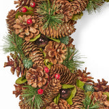 Christopher Knight Home® - Noble House - 18.5" Pine Cone and Glitter Unlit Artificial Christmas Wreath