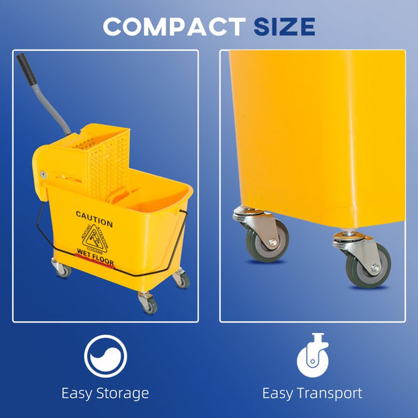 English Elm Mop Bucket with Wringer 21 Quart Rolling Janitorial Pail for Home Floor Care T3971P384728