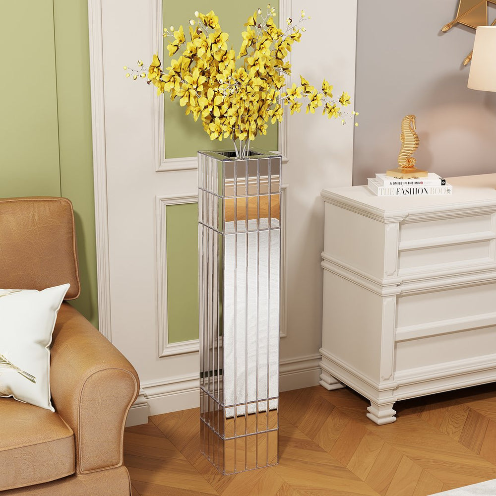 English Elm 36.02"(91.5Cm)Tall Mirrored Floor Vase - Elegant Silver Decor For Living Room, Dried Florals & More W3836P362098