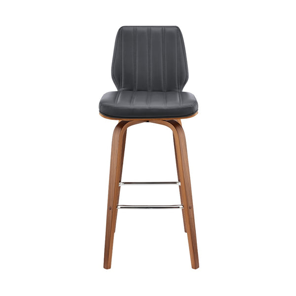 English Elm Quorin 30" Swivel Bar Stool In Gray Faux Leather & Walnut Wood - Modern Comfort & Style B2736P268614-GIGA